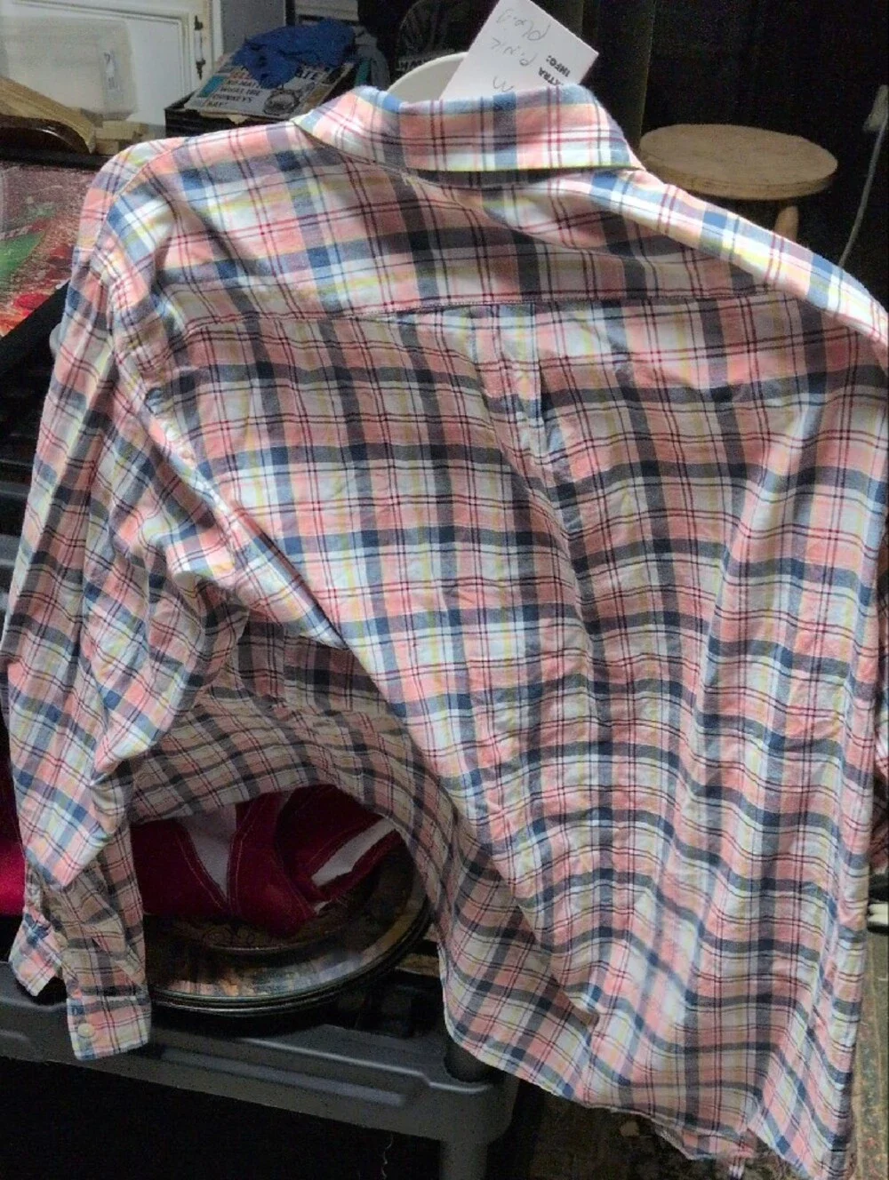 Pink Plaid Button-Down Shirt - Men's m j Crew 100 percent cotton